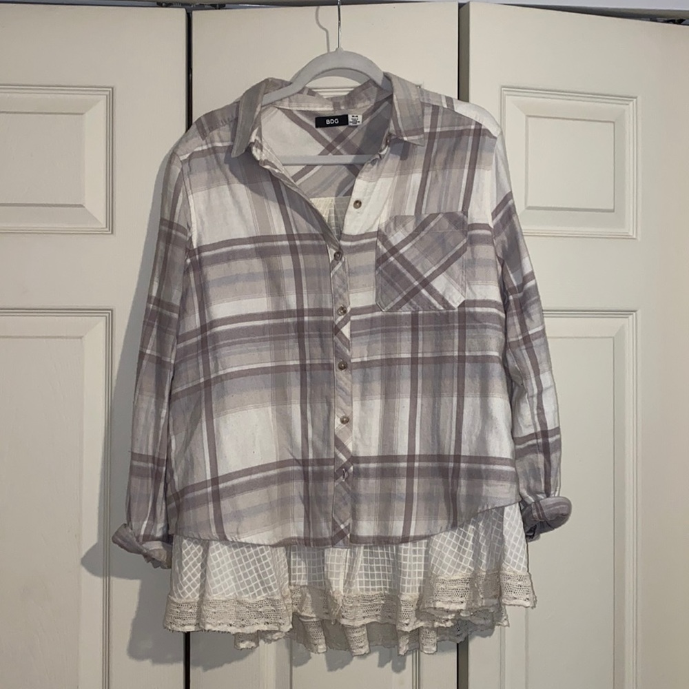 Urban Outfitters BDG flannel with lace ruffle bottom
